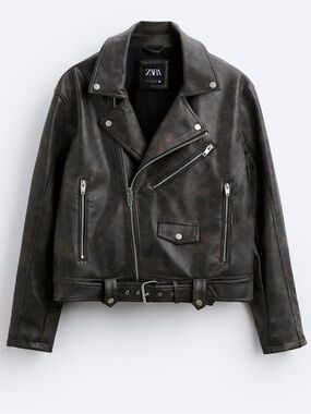 Rare New Biker Jacket with Belt Men’s XL Zara